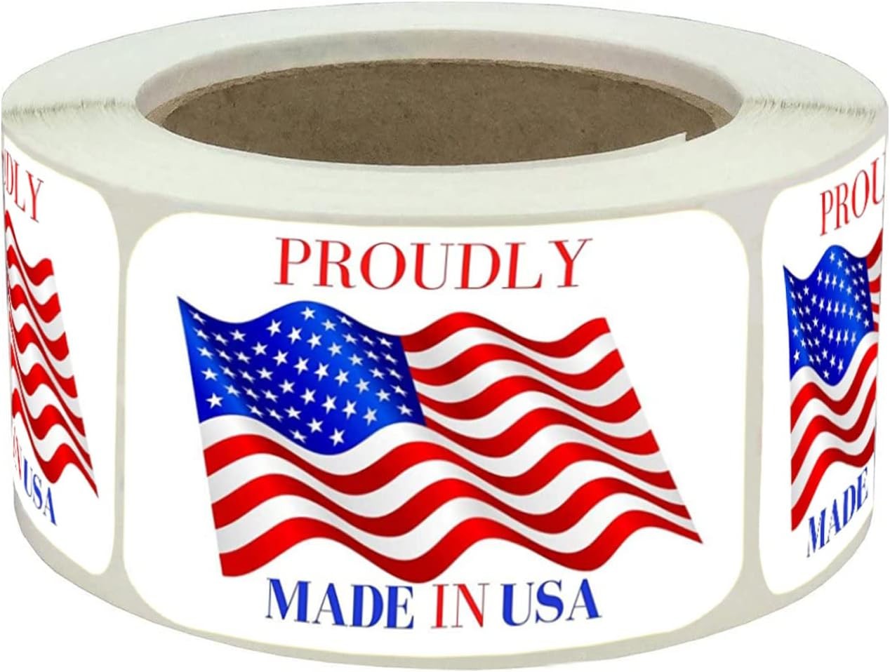 500 Pcs Made In USA American Flag Stickers Vinyl Decal Sticker Roll, 2×3 Inch