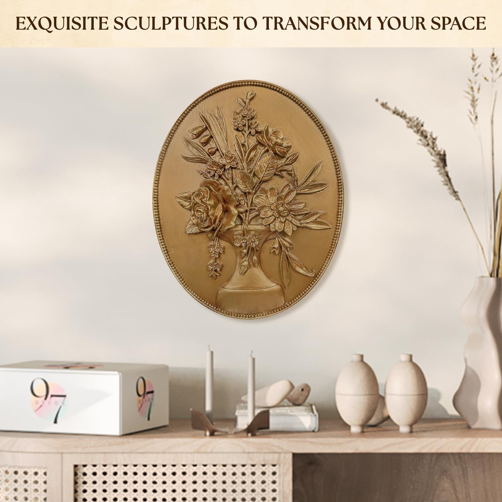97 Decor Vintage Wall Sculptures For Living Room – Gold Vintage Wall Decor, O…