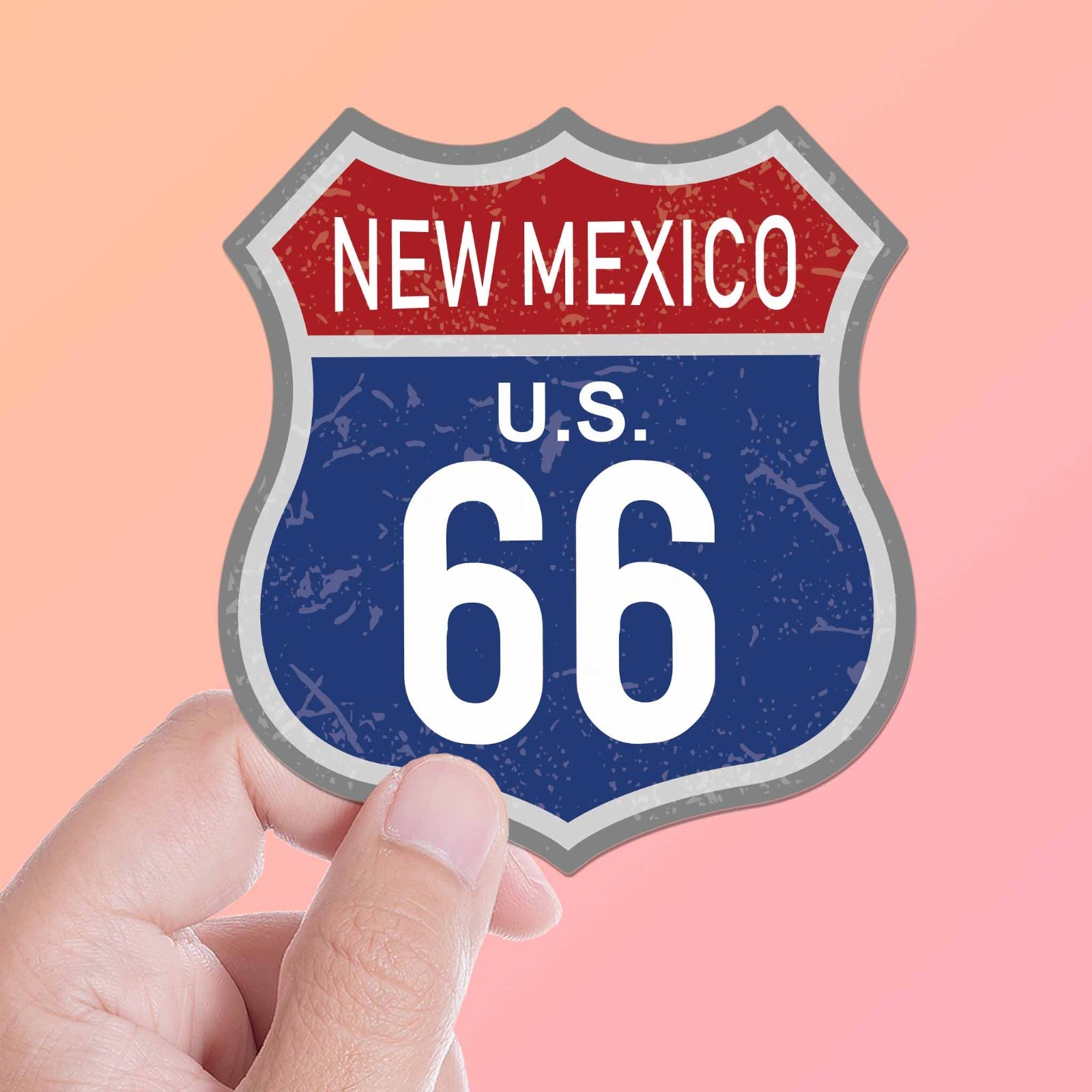 New Mexico Blue Route 66 Sticker – Cool NM Vintage Highway Sign Decal for Laptop