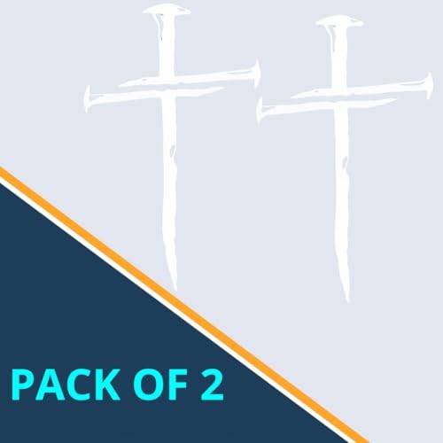 Cross of Nails Sticker – Vinyl Christian Sign Decal, Pack of 2, 5.9 x 4 inches