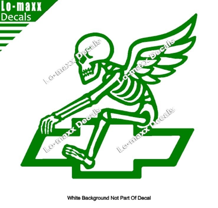 Chevy Bowtie Reaper Skeleton Wings Car Truck Die Cut Vinyl Decal Sticker