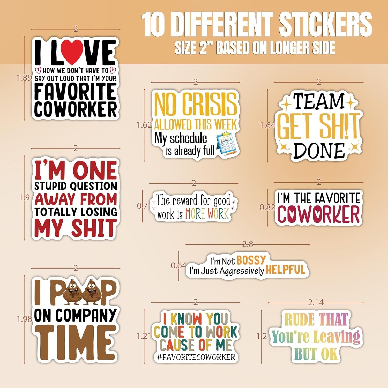 10pcs Favorite Coworker Sticker Sarcastic Office Life Quotes Funny Farewell Gift