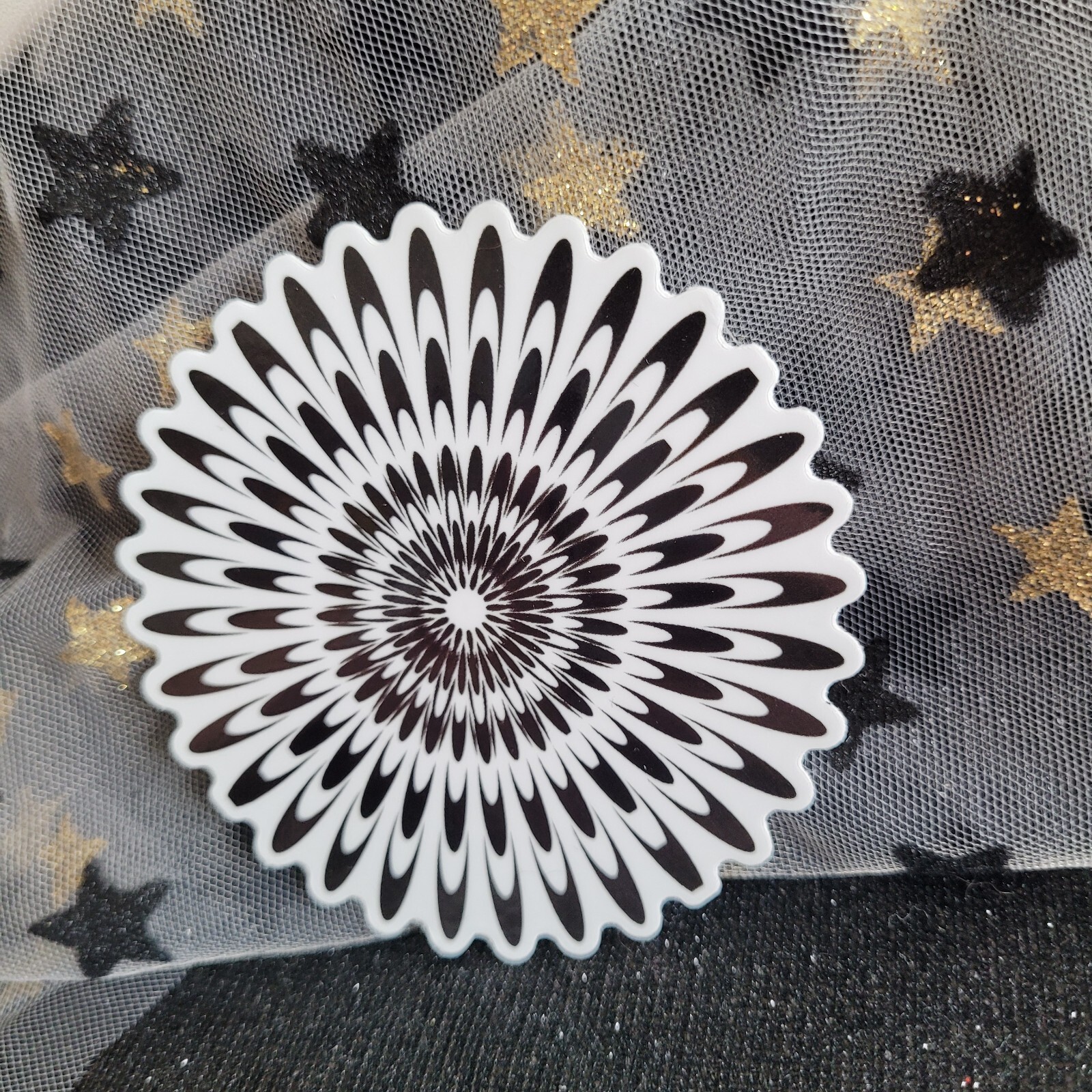 BWC007-Flower Shaped Black White Sticker | Monochromatic | Psychedelic Flowers