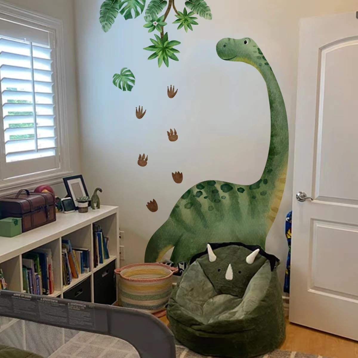 Large Dinosaur Wall Decals for Boys Bedroom Dino Footprint Neutral Wall Stick…