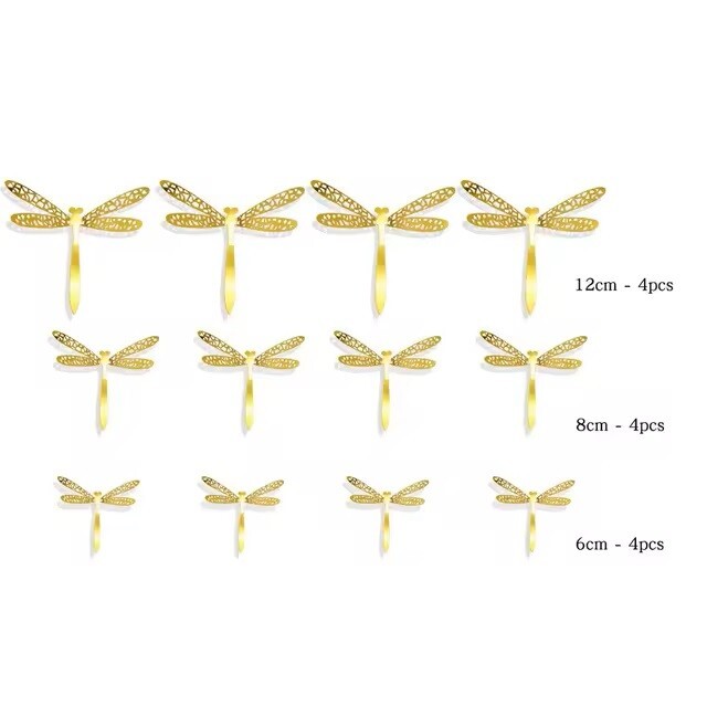 12 Pieces Gold Dragonfly stickers 3d dragonfly stickers for home decorati