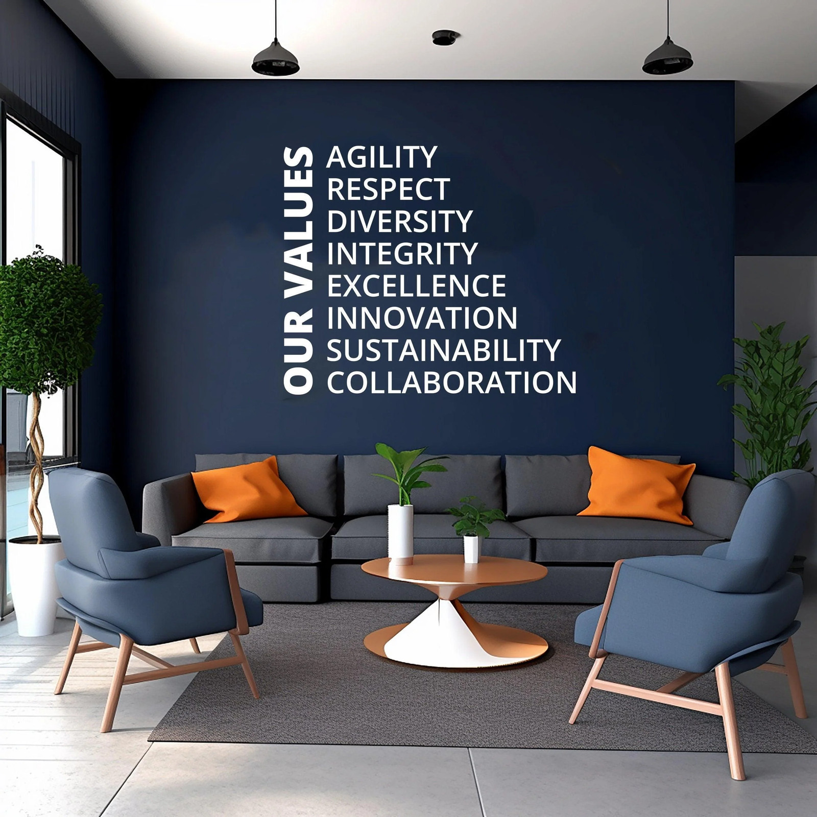 Our Values Office Wall Decal – Inspirational Conference Room Art Sticker –