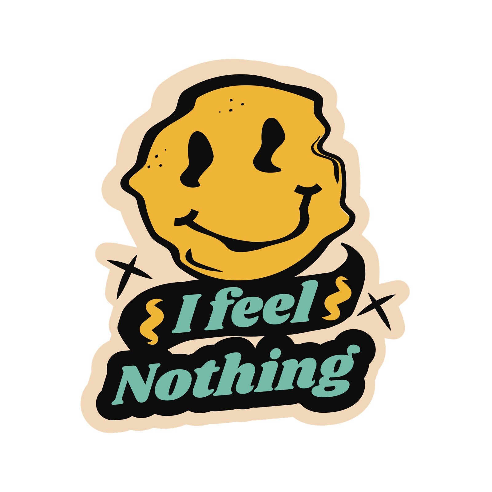 Smiley Face Phone Sticker (2 Inch) I Feel Nothing Comfortably Numb