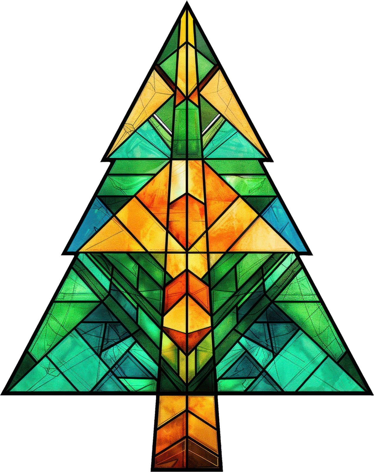 Christmas Tree Stained Glass Wall Decal Sticker 18X18cm Large