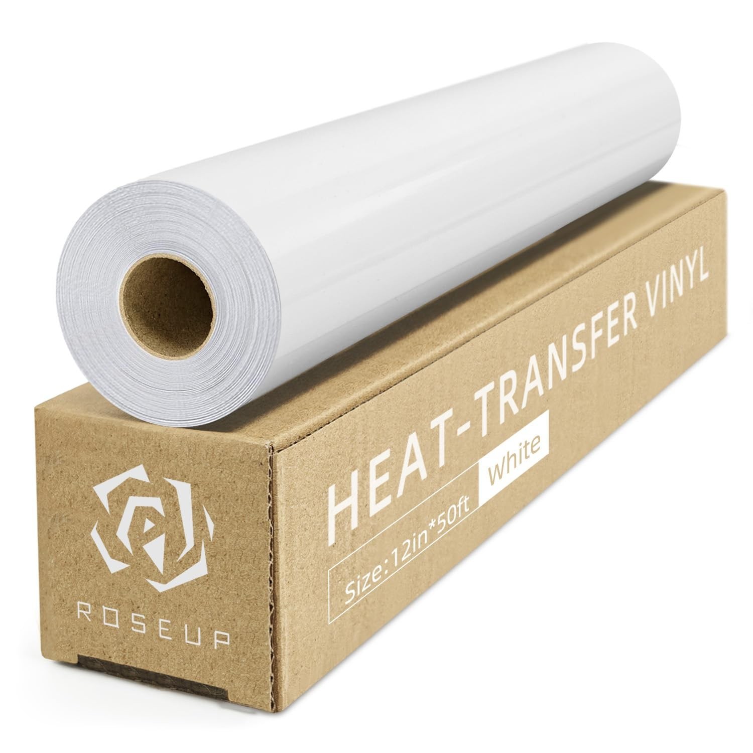 White Heat Transfer Vinyl Roll, 12" x 50ft, White HTV for T-Shirts, Hoodies, …