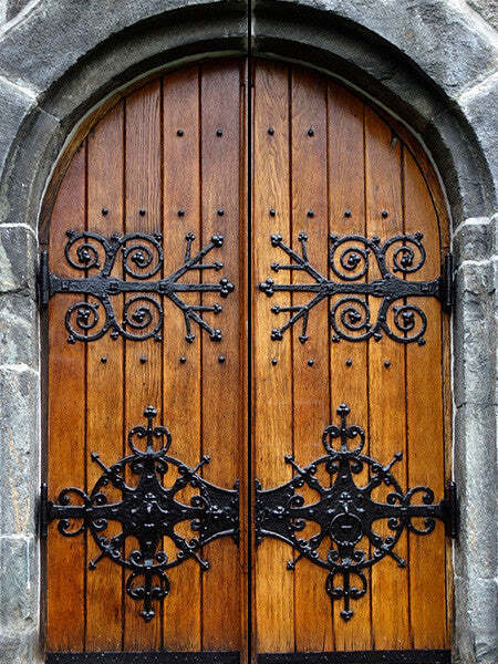 Castle Double Doors Decal, Wrap, Laminated Sticker Cover, Mural Peel and Stick