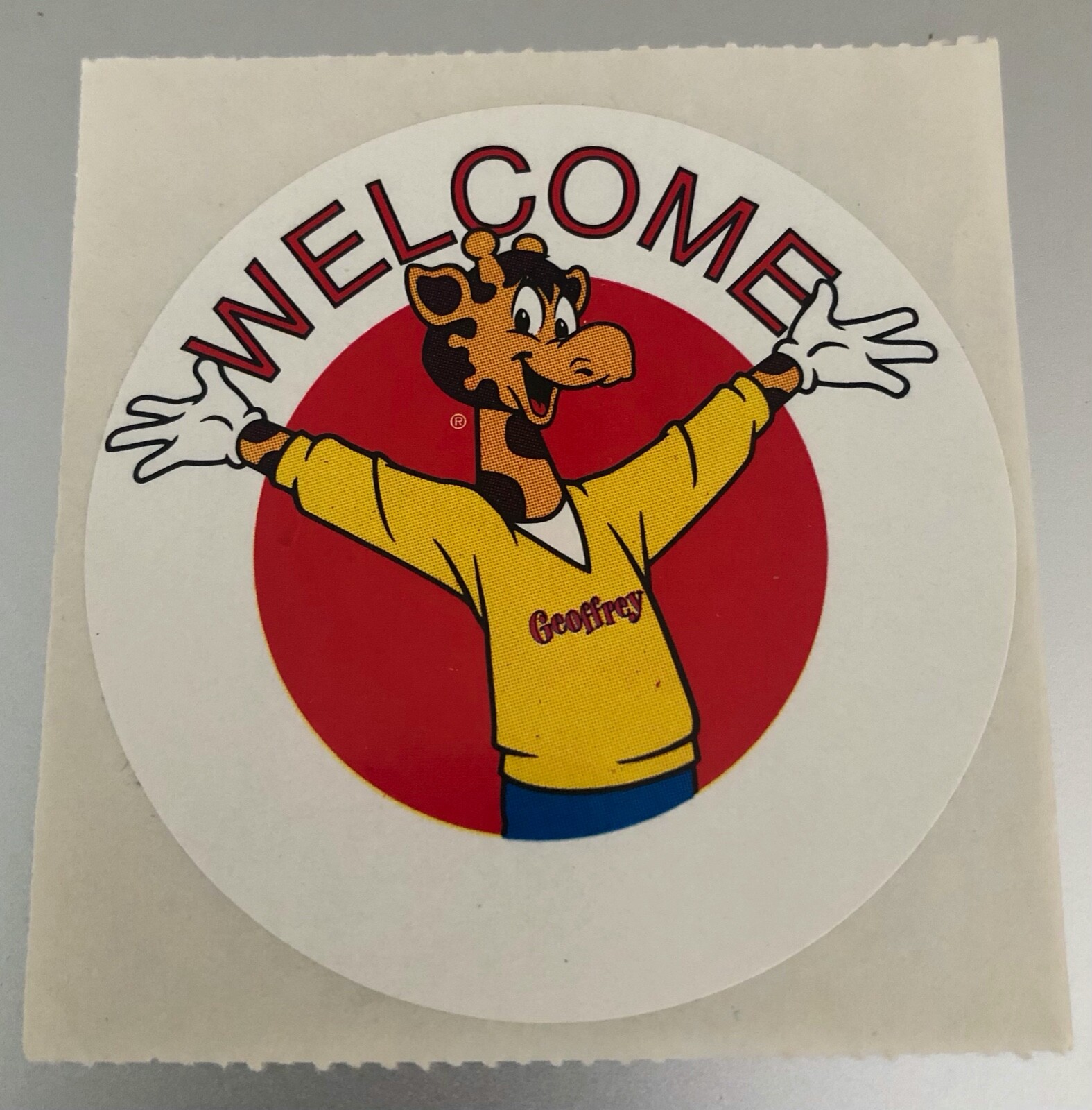 Vintage Unpeeled Toys R Us Geoffrey Welcome Sticker 90s/00s Scarce