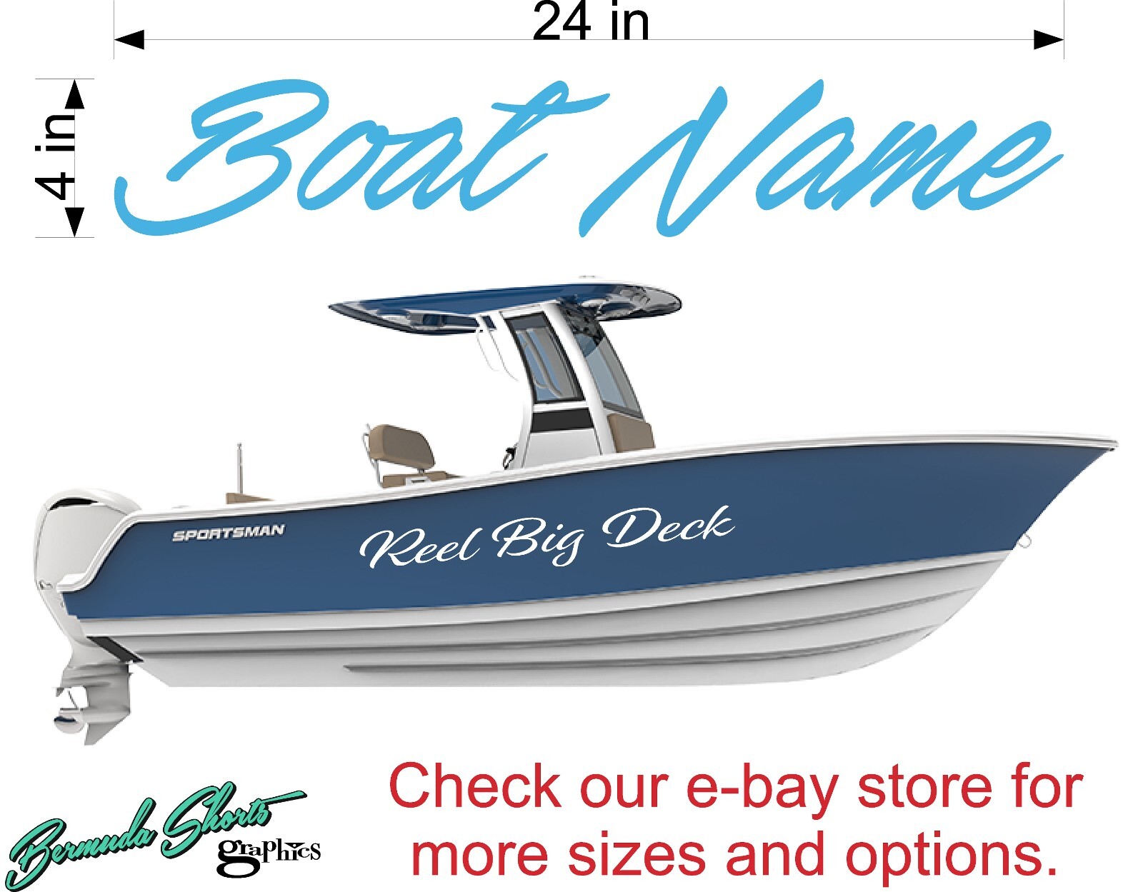 Boat Name Decal 4×24" / Custom Hull Graphic / Premium Marine Vinyl Lettering