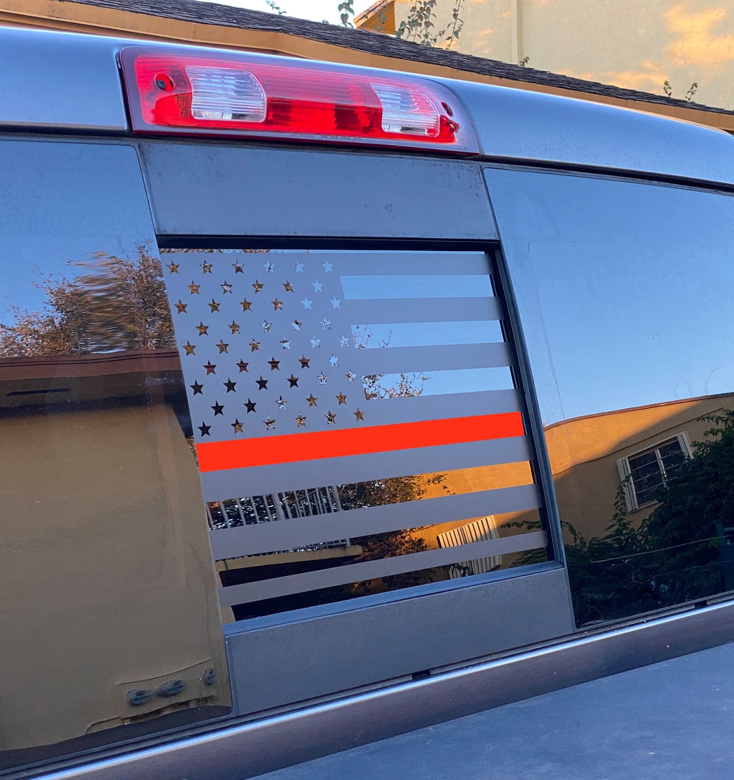 20192026 Chevy Silverado GMC Sierra Rear Middle Window American Flag Decal