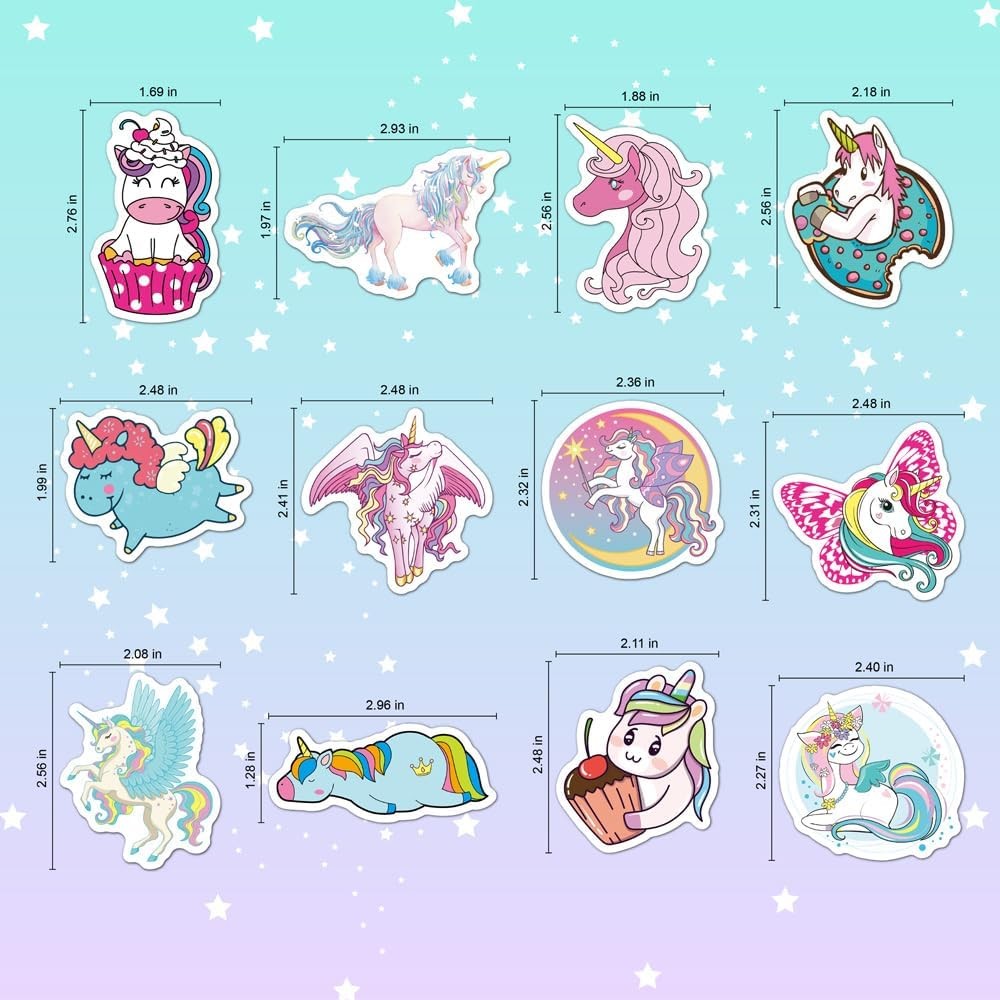 Unicorns Stickers 100 Pcs Waterproof Vinyl for Water Bottles
