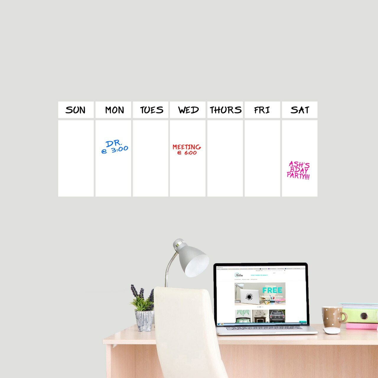 This Week Dry Erase Calendar Wall Decal – Organizing, Schedule, Calendar
