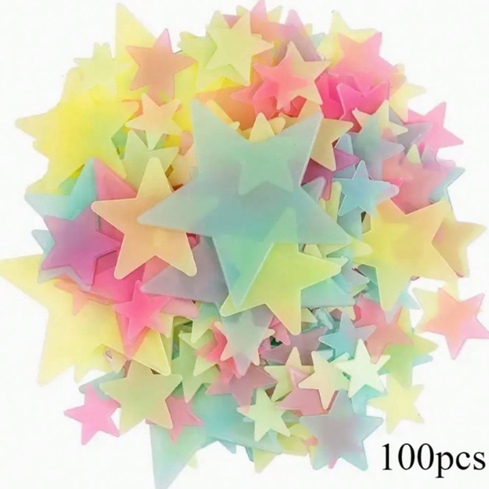 Glow In The Dark Stars Mixed Colors 100 Pieces Luminous Wall Ceiling Stickers