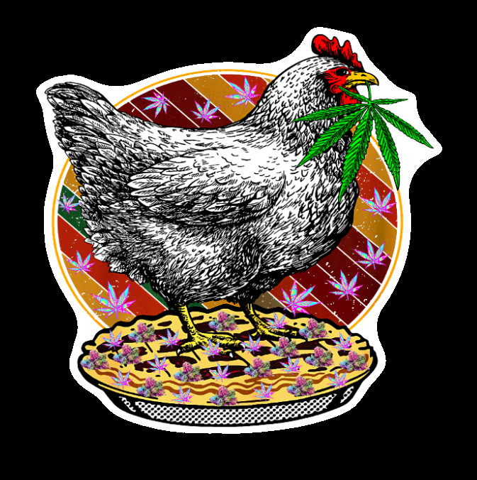 Vinyl Decal Chicken Pot Pie Weed Sticker Weatherproof UV Safe Added Layer