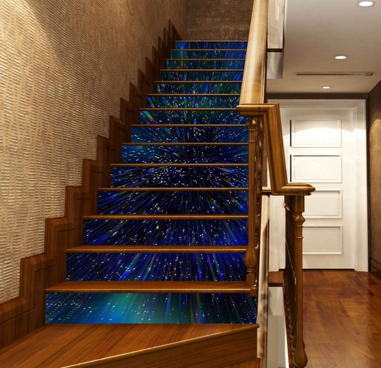 3D Blue Rays ZHU953 Stair Risers Decoration Photo Mural Vinyl Wallpaper Amy