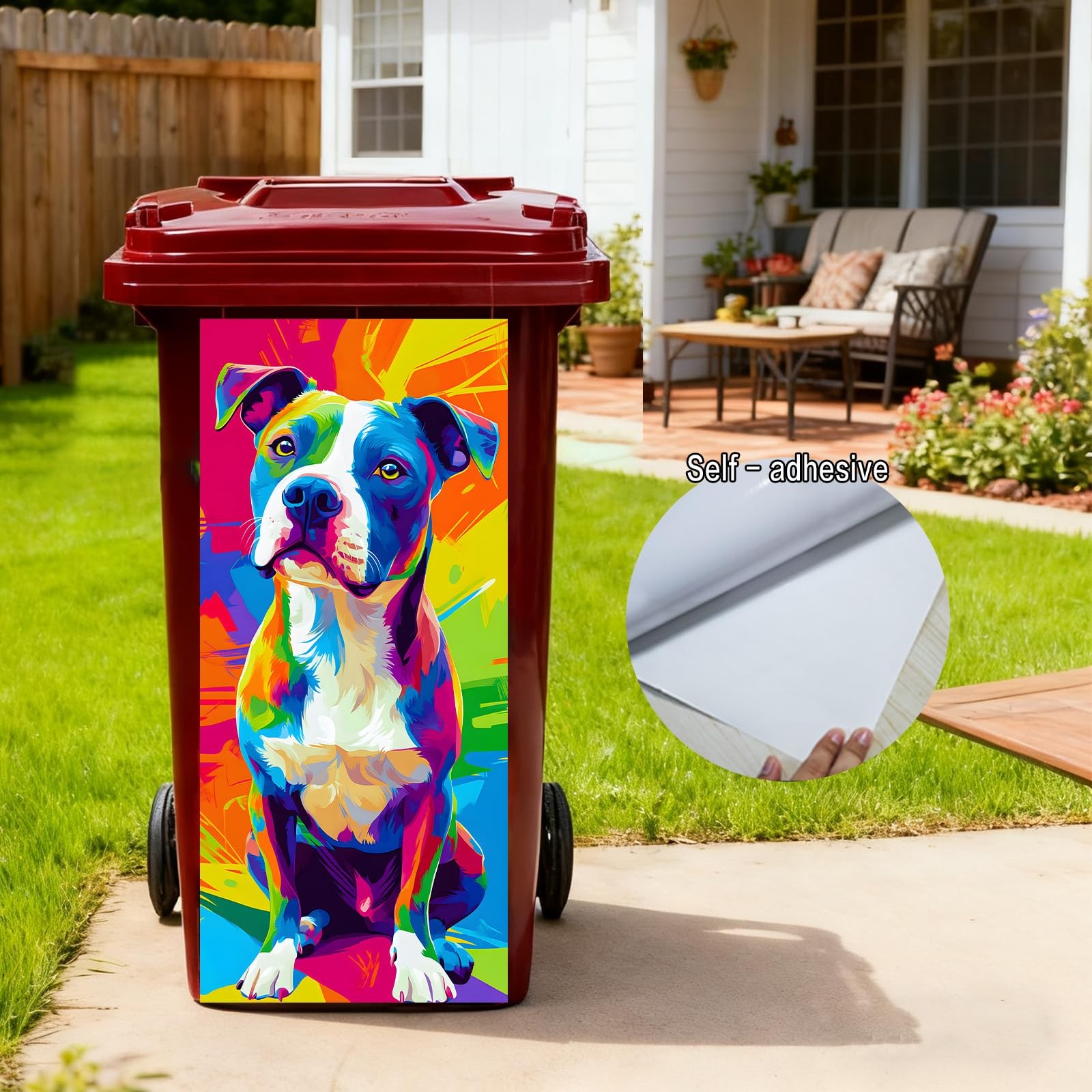 Colorful Dog Garbage Can Stickers, PVC, 14.57×32.28 Inches – Trash Sticker fo…