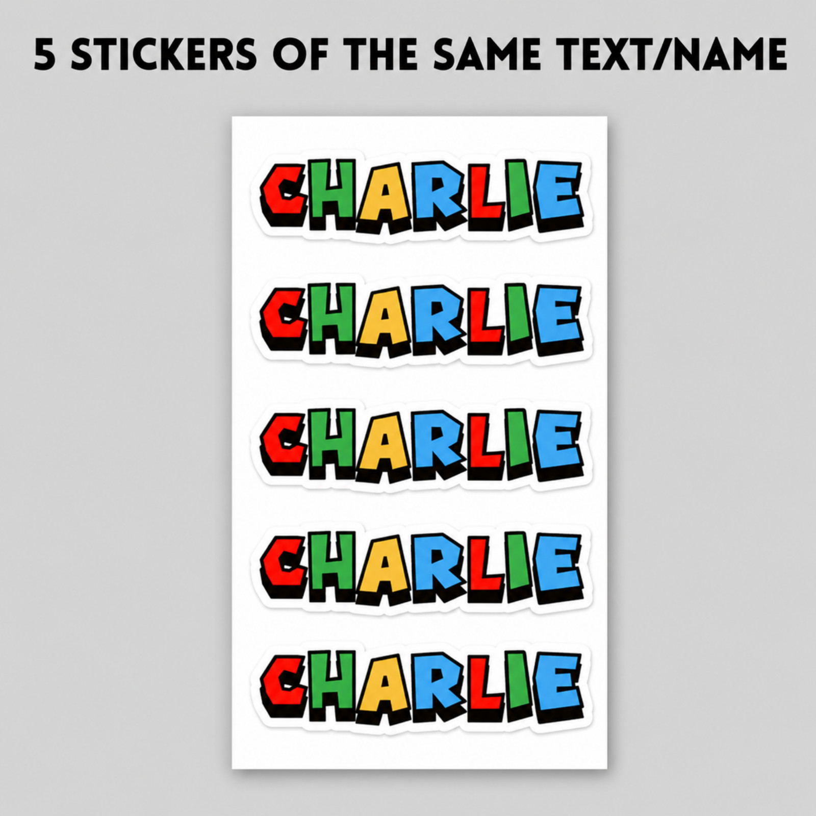 Set of 5 Custom Name Stickers Game Font, Personalized Gamer Name Labels