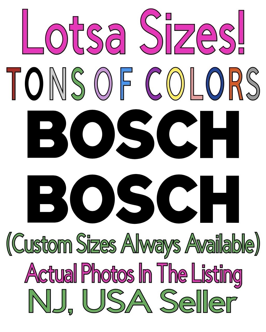 TWO B0SCH Die Cut Vinyl Decals Many Sizes & Colors Free Shipping! Tools DIY