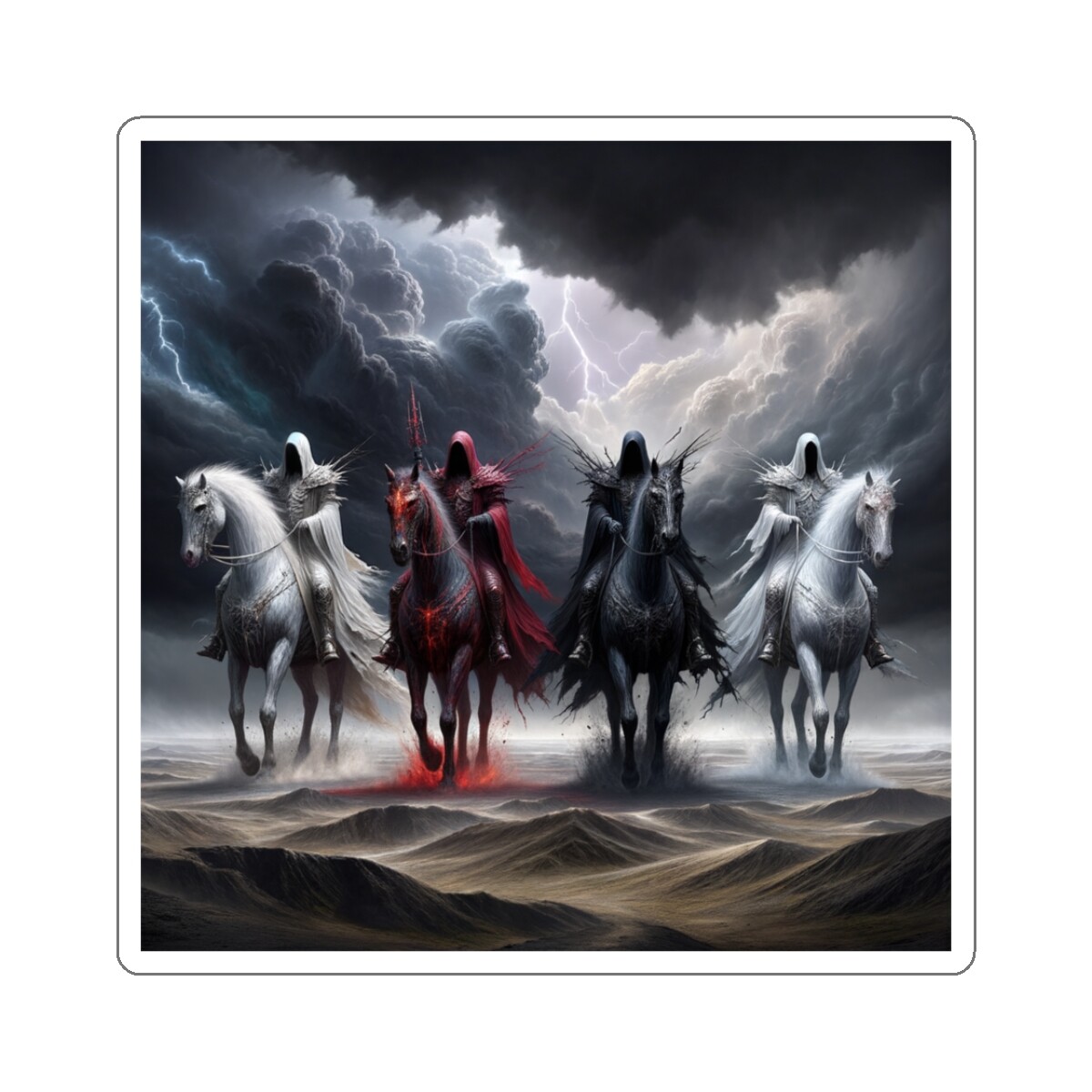 Sticker Four Horsemen Apocalypse Dark Artwork 2×2 3×3 4×4 6×6