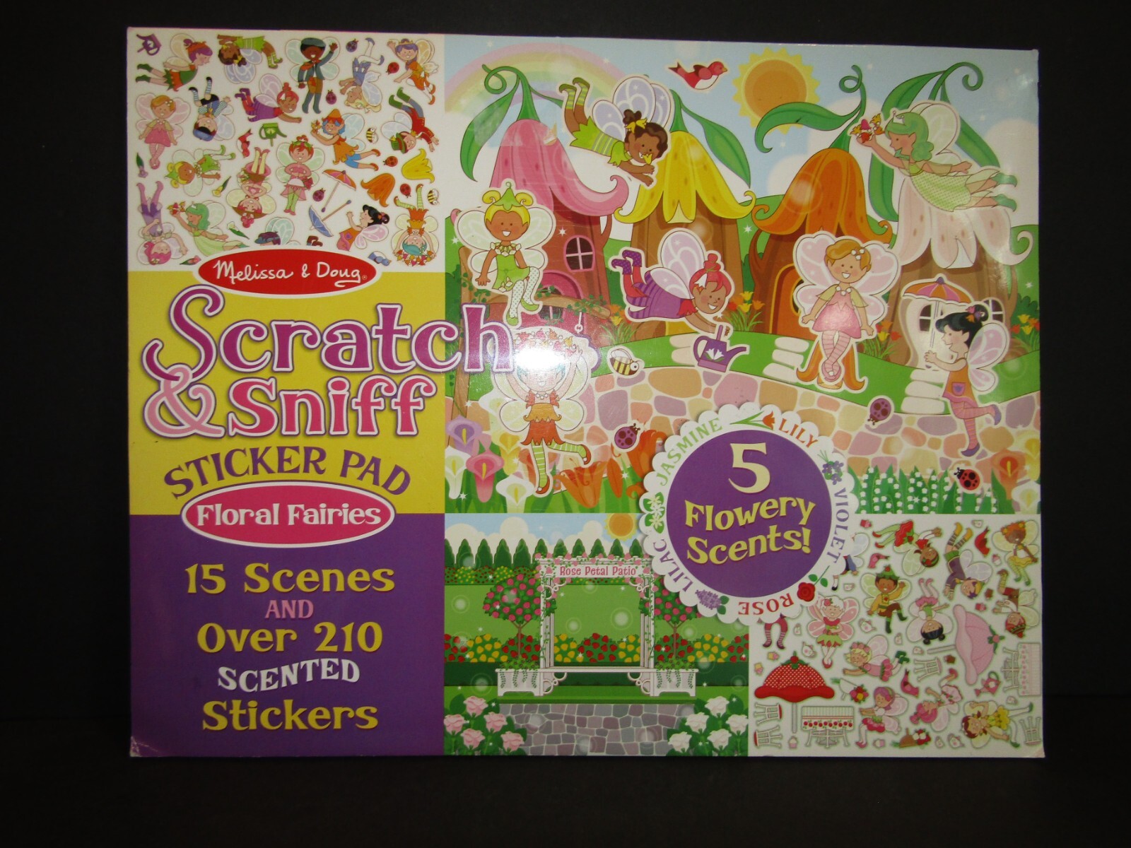 MELISSA & DOUG Scratch & Sniff Sticker Pad FLORAL FAIRIES 15 Scenes 210 Sticker