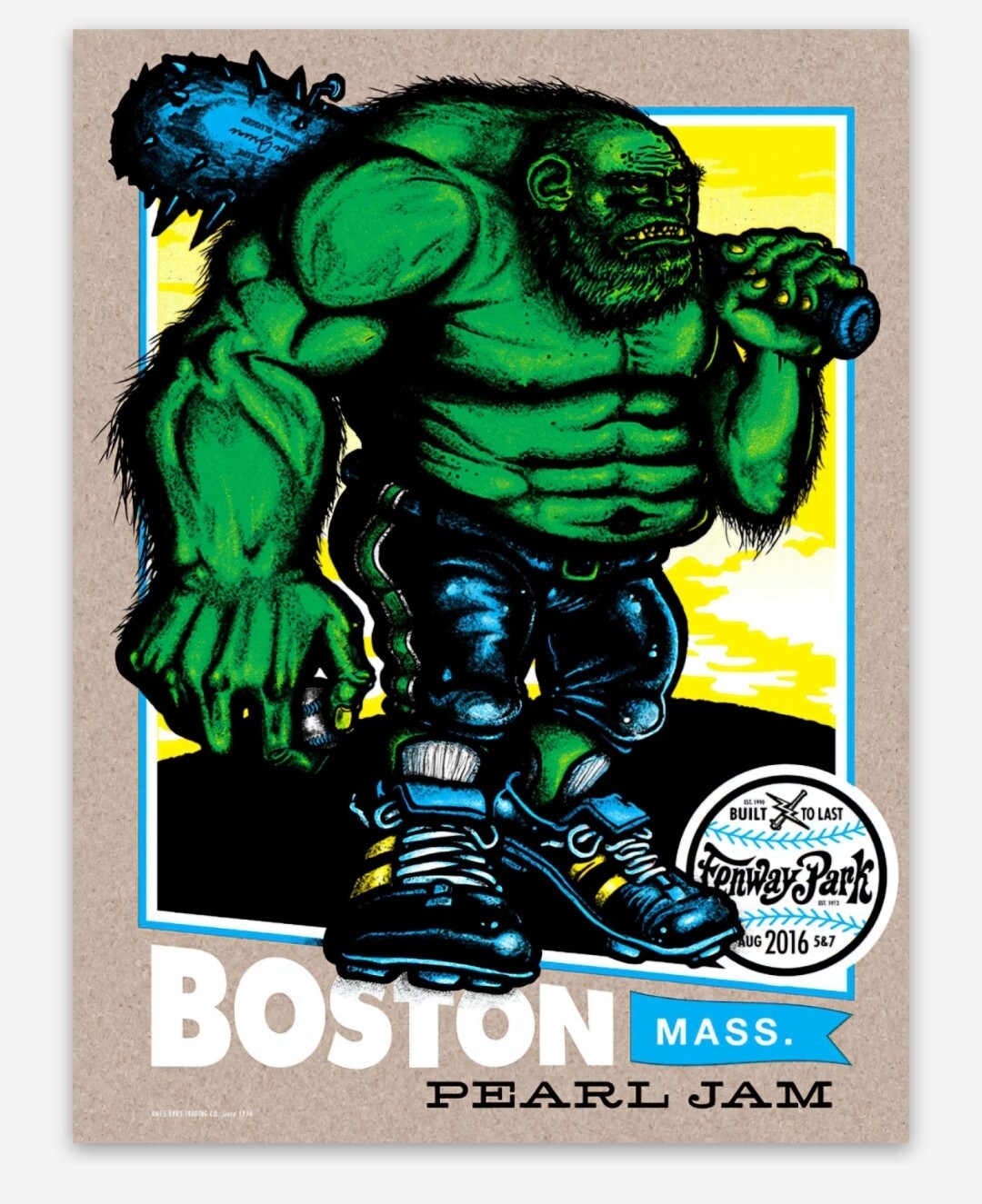 Pearl Jam Die-Cut Vinyl MAGNET 2.6"x3.5" Fenway Boston 2016 Poster Art