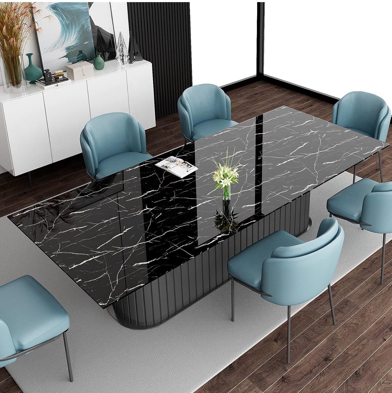 FUKU MON 24"x394" Black Marble Wallpaper Marble Contact Paper for Countertops…