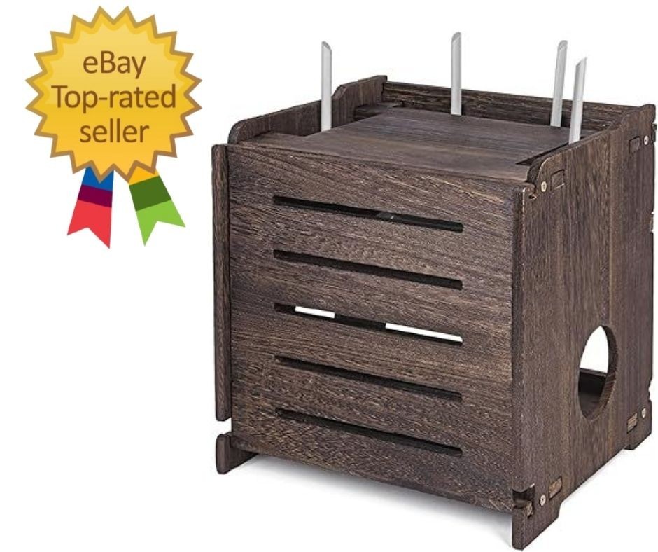 Wooden Wireless WiFi Router Storage Box Modem Router Cover Wood Shelf Power S…