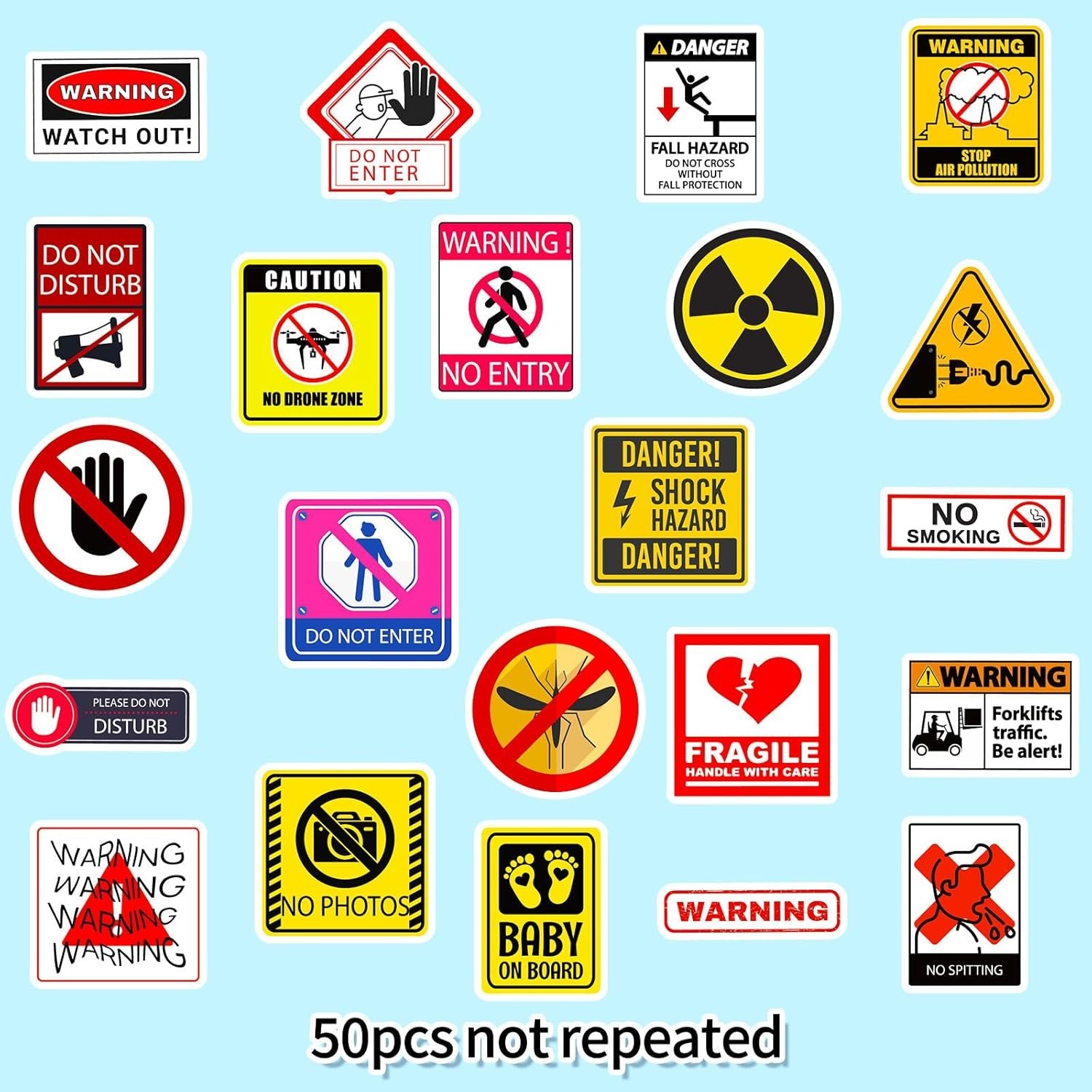 50PCS Funny Hard Hat Stickers Waterproof Vinyl Decals for Helmets Tools