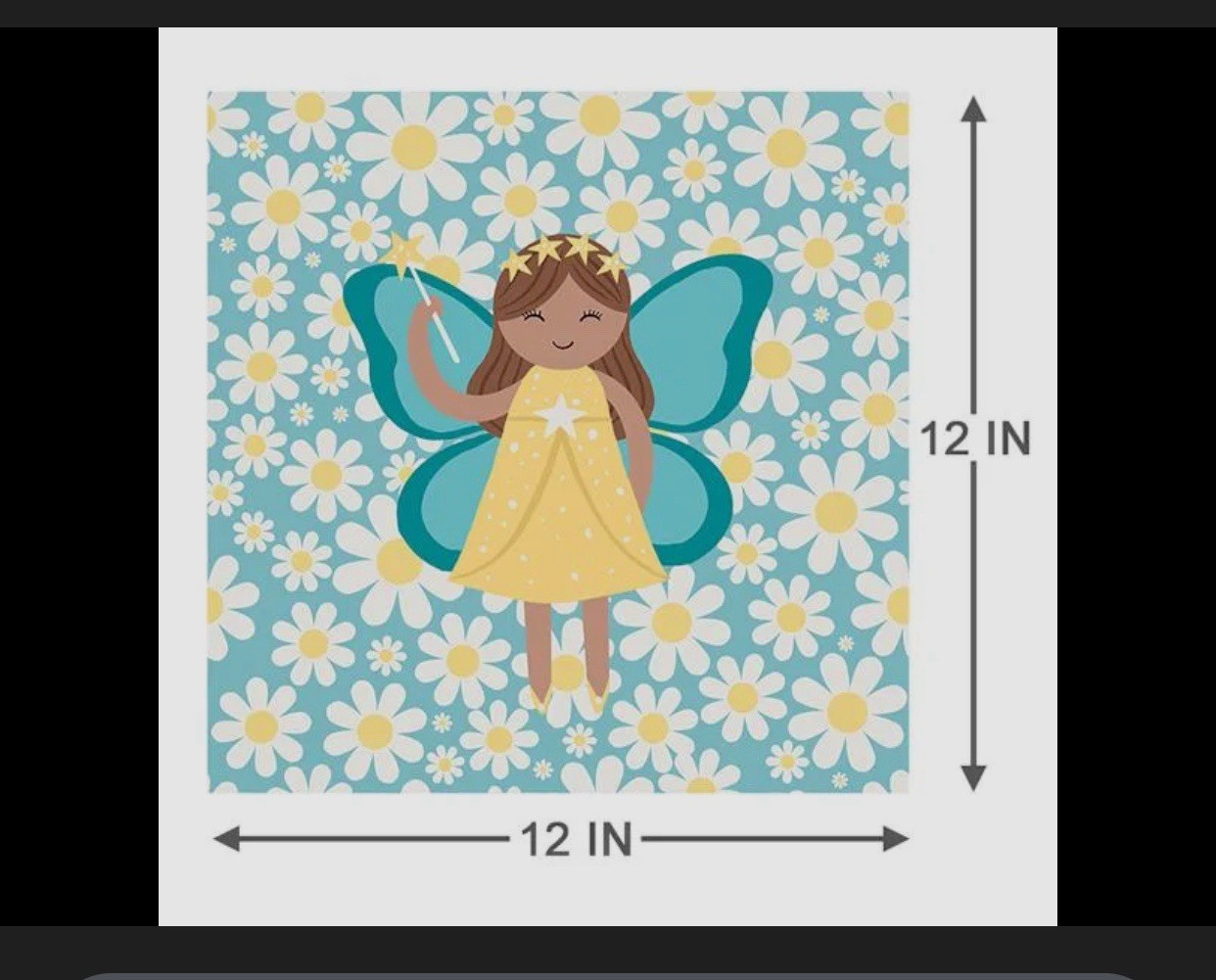 Tiny Dreamers Fairy LED Canvas Wall Art Blue Yellow White 12" Square
