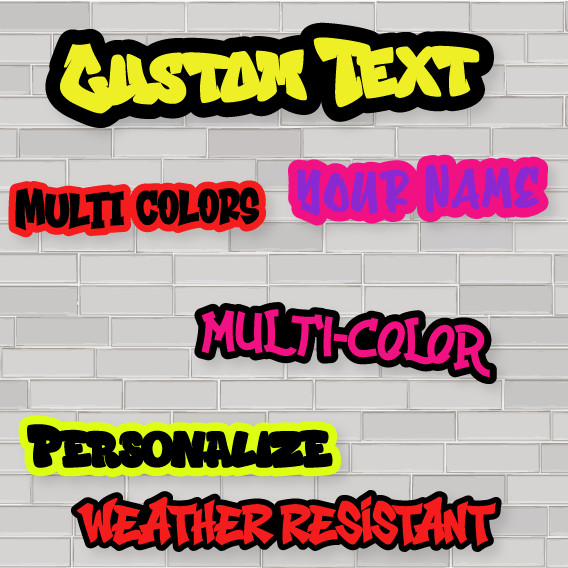 1X Custom Graffiti Font Acrylic Emblem Personalized Multicolor Car text Badge
