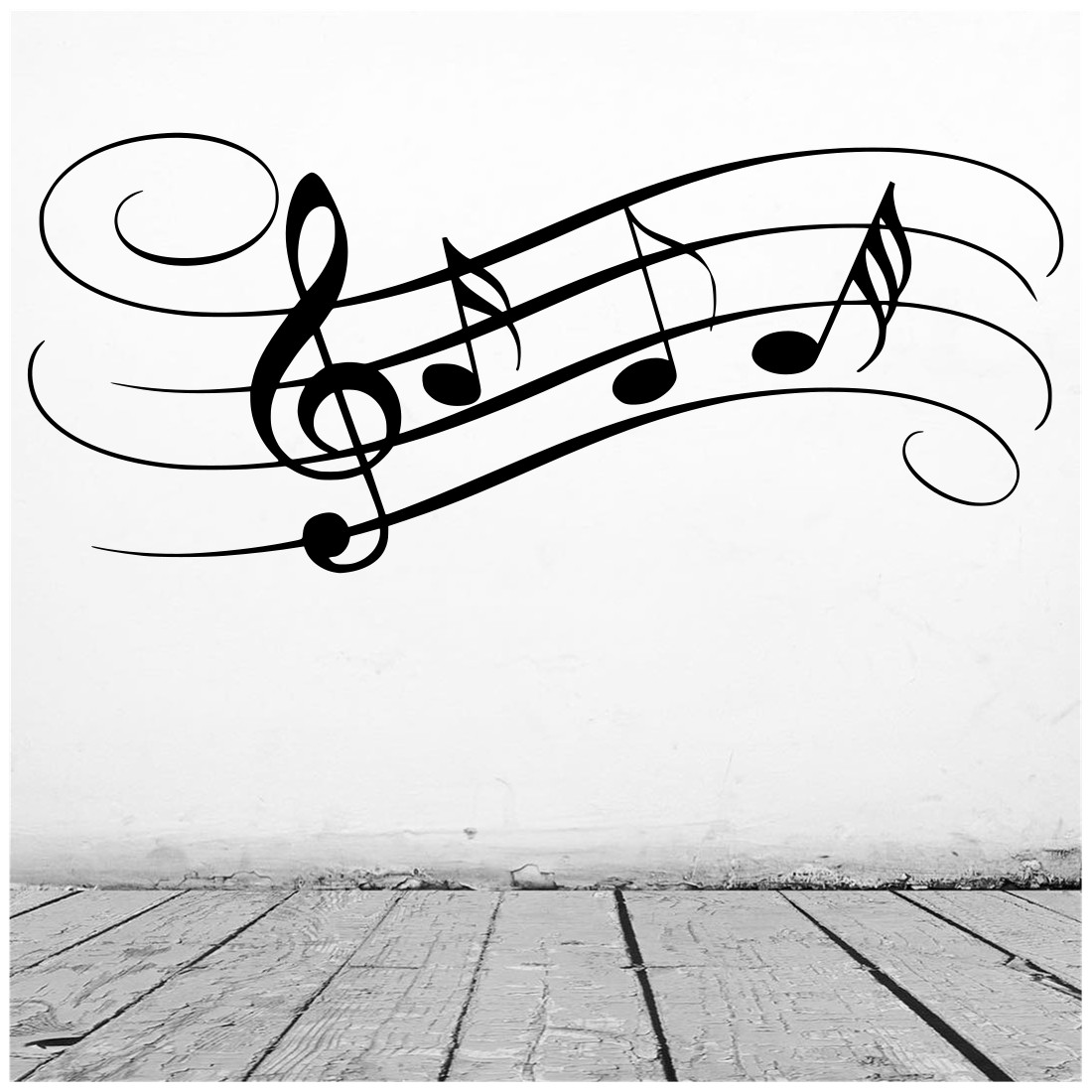 MUSIC NOTES LARGE WALL VINYL DECAL BAND INSTRUMENT SHOP ART MURAL 22 x 52 inches