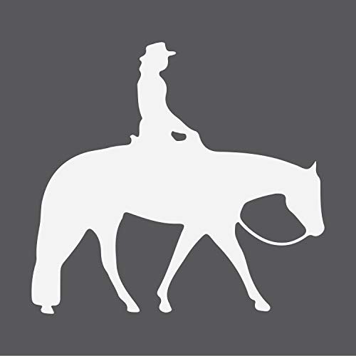 Woman Horse Back Riding Western Cowgirl Vinyl Decal Sticker Car 5.5 in White