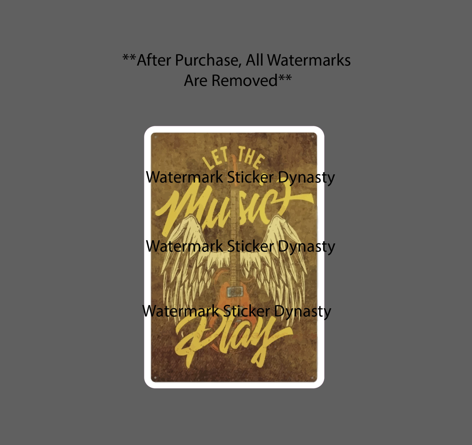 Let The Music Play Sticker Waterproof Decal Retro Vintage Guitar Band Gift NEW