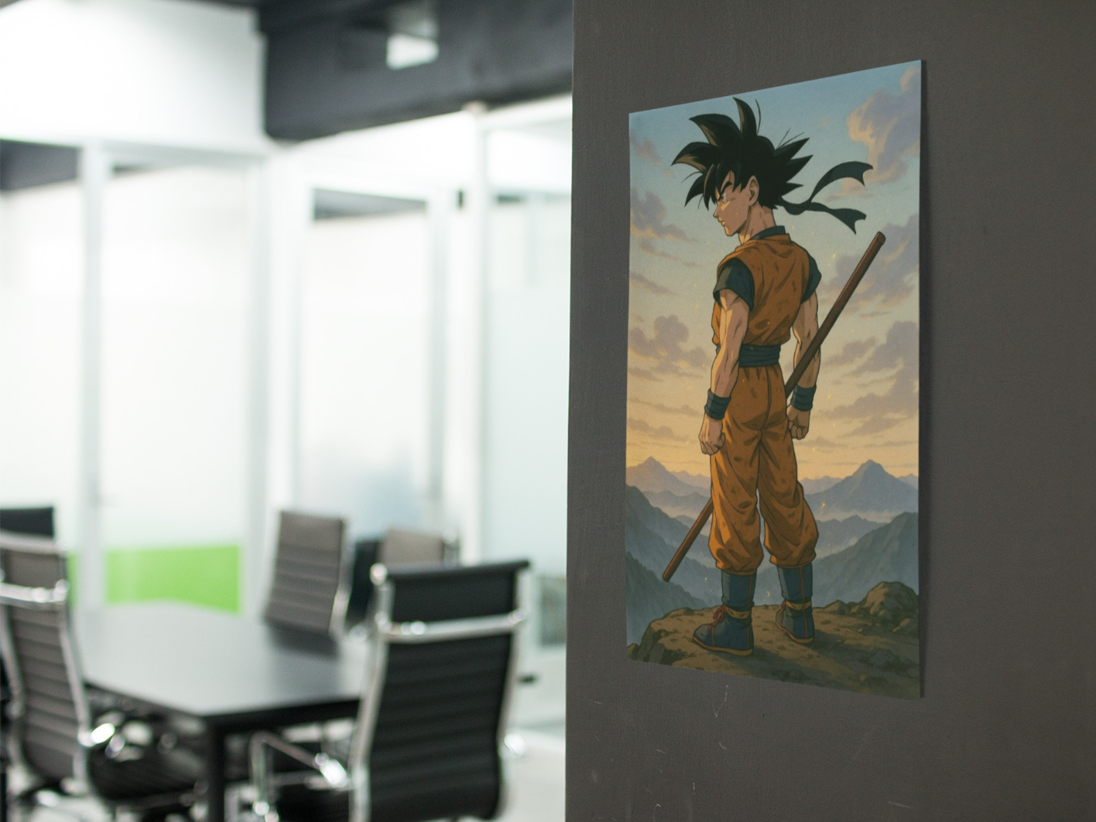 Goku Standing on Mountain Wall Graphic Vinyl Decal Poster (Removable Adhesive)