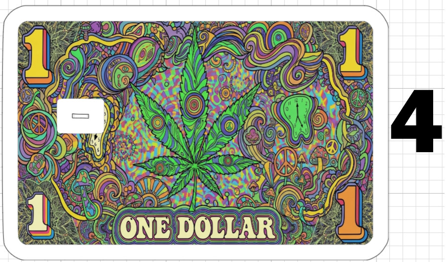 Acid Trip Weed Leaf ATM Debit Credit Sticker Skin 420 USA Trippy Retro Groovy