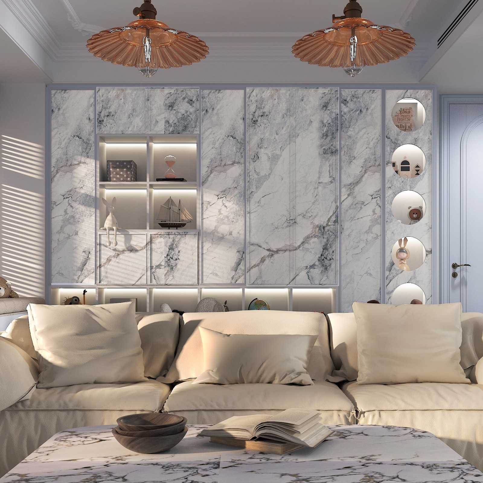 White Blue Marble Contact Paper kitchen Granite Laminate peel and stick Count…