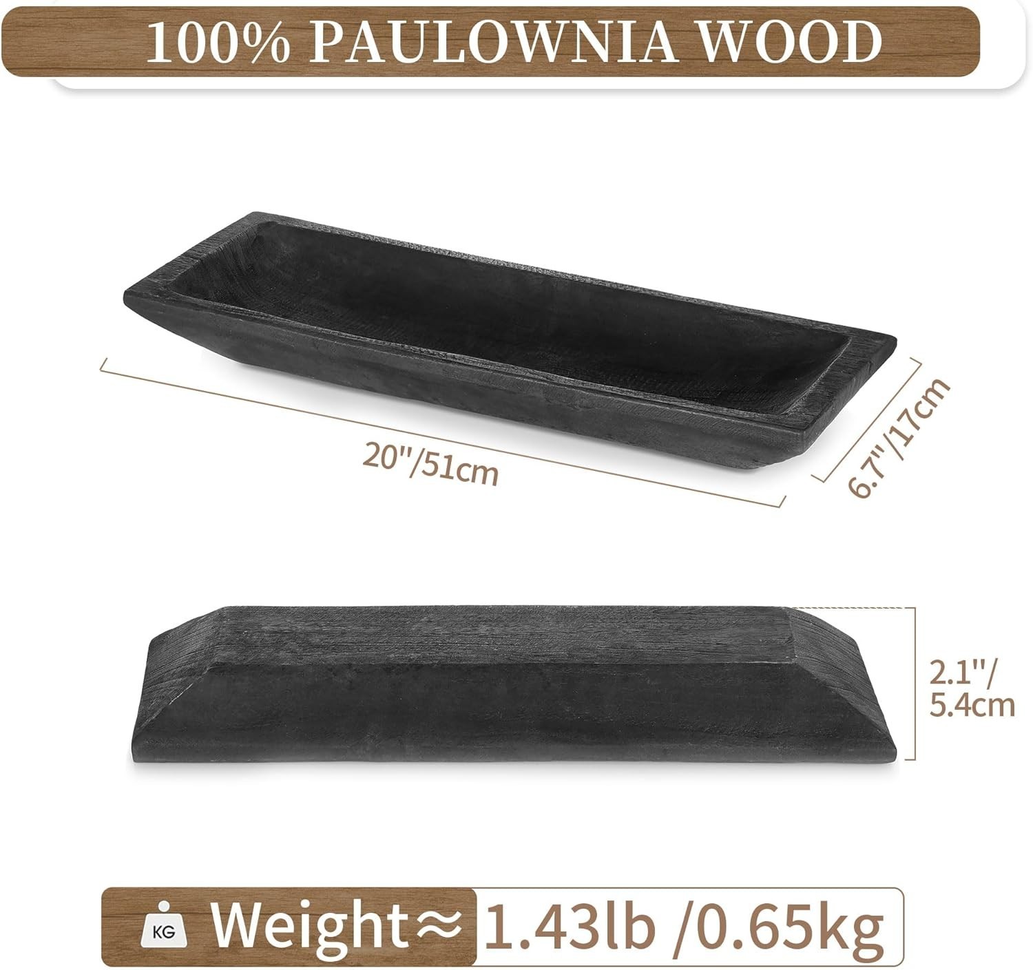 Decorative Wood Dough Bowl: Large Long Wooden Bowl for Entry Way Table…
