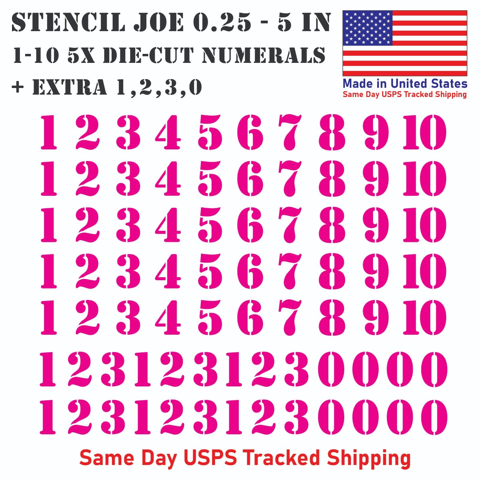 1-10 5x+ Stencil Joe Outdoor Vinyl Decal Numbers for Mailbox Door Address Locker
