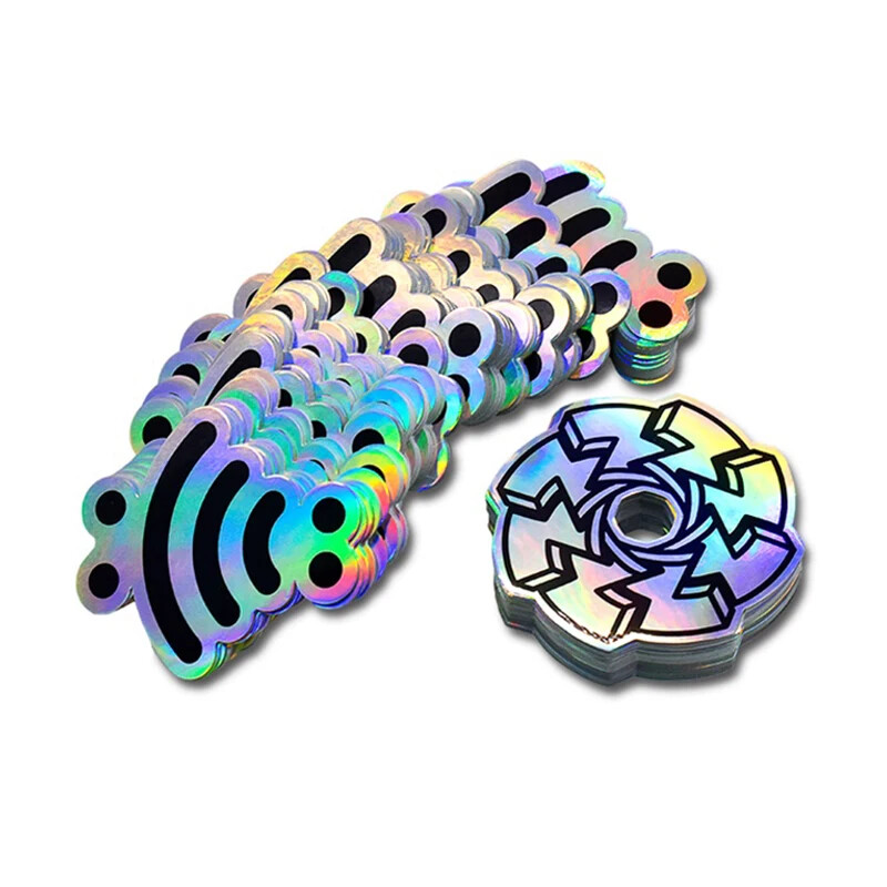 100 Holographic Stickers Custom Logo Name Waterproof Laser Silver Die Cut Vinyl