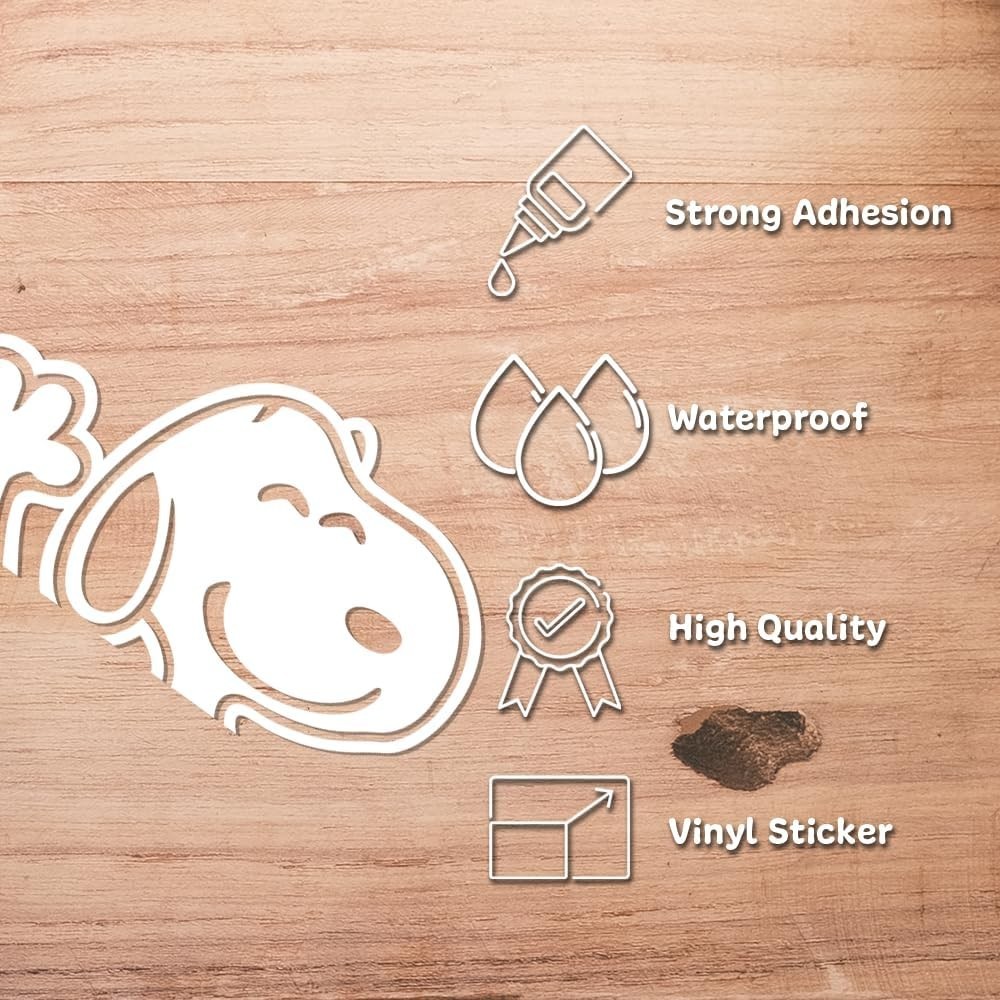 Snoopy Waving Cartoon White Vinyl Decal Window Laptop Bumper Sticker 8×4.2 in
