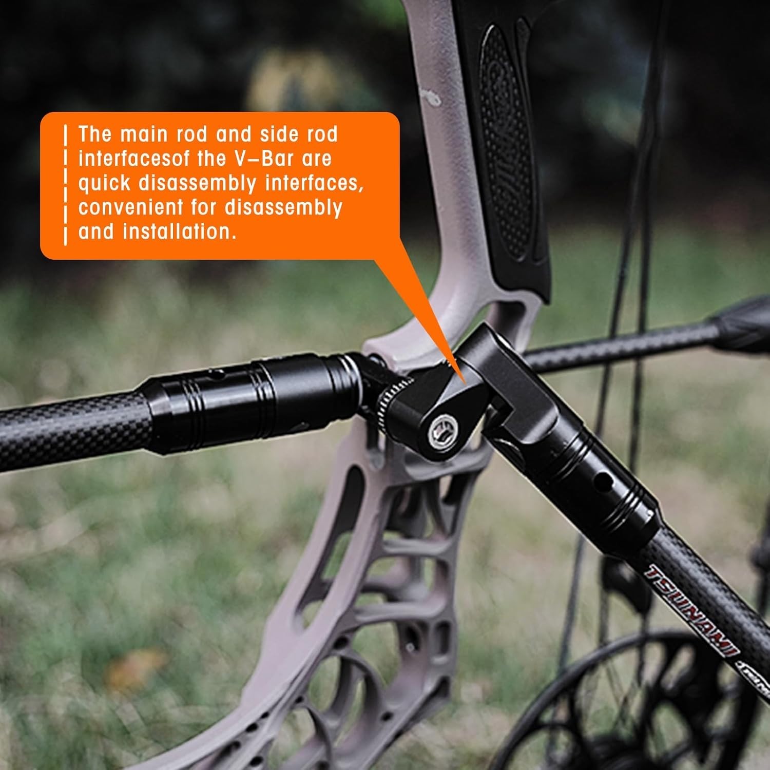 Single Side Adjustable V-Bar Mount Quick Disconnect Bow Rod Stabilizer, Archery