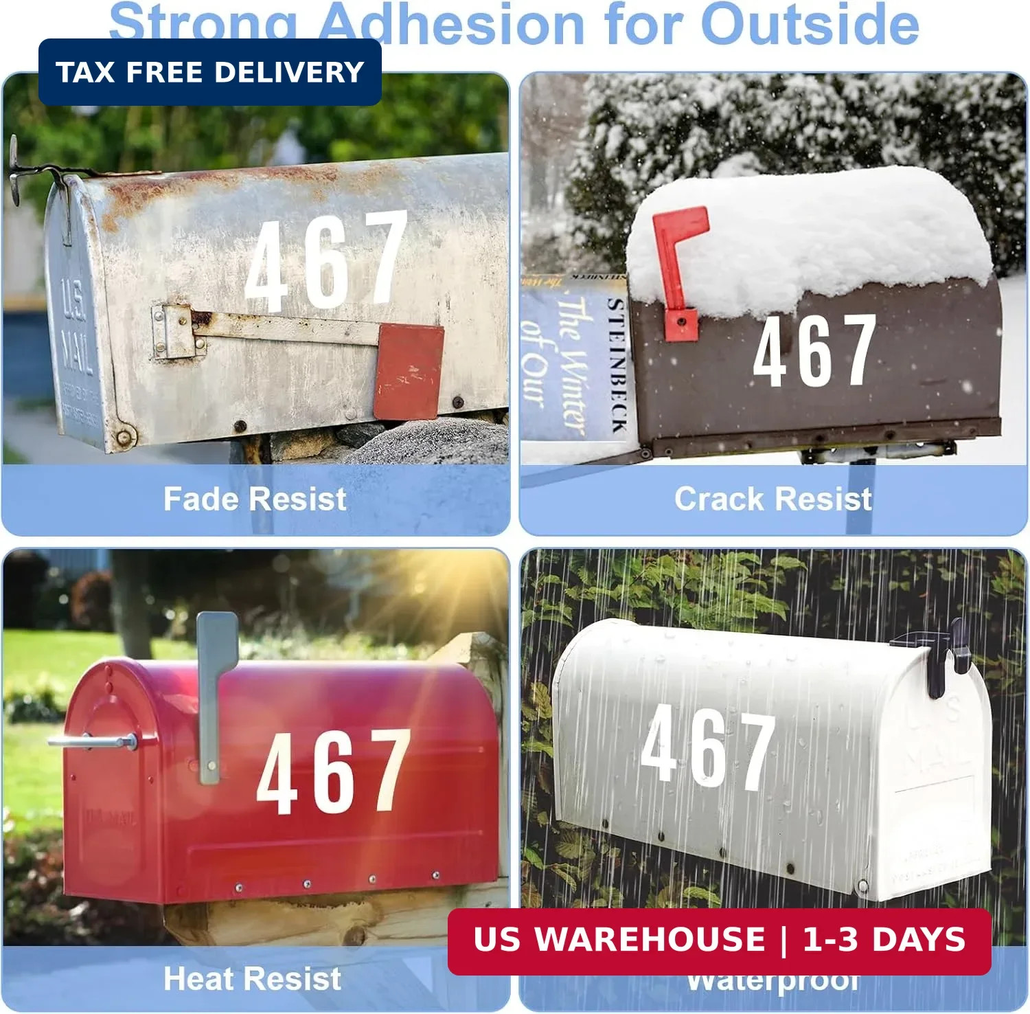12 Sheets 3" Vinyl Letter Stickers 192 Pcs Mailbox letters and Numbers for Outs