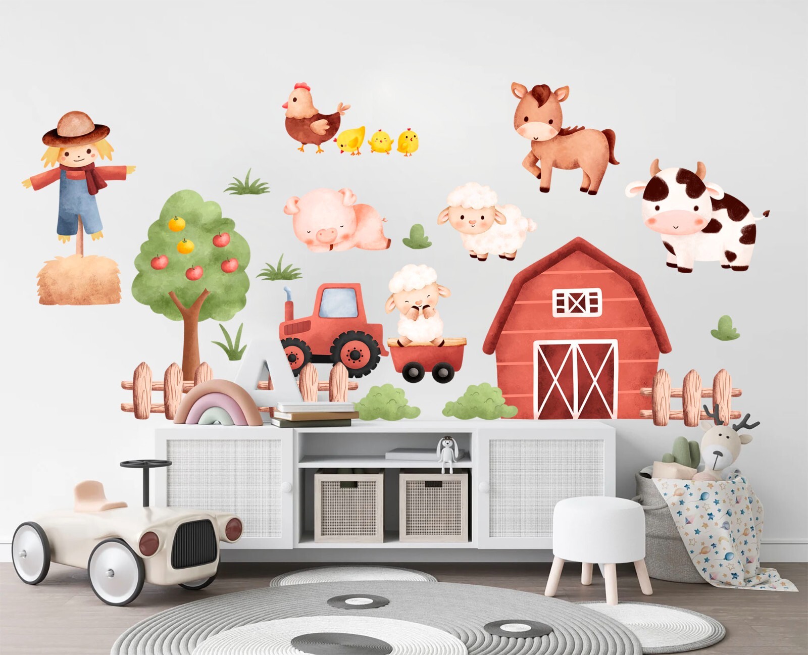 Farm Animal Baby Chicks Pig Sheep Farmhouse Removable Wall Decal Nursery Sticker