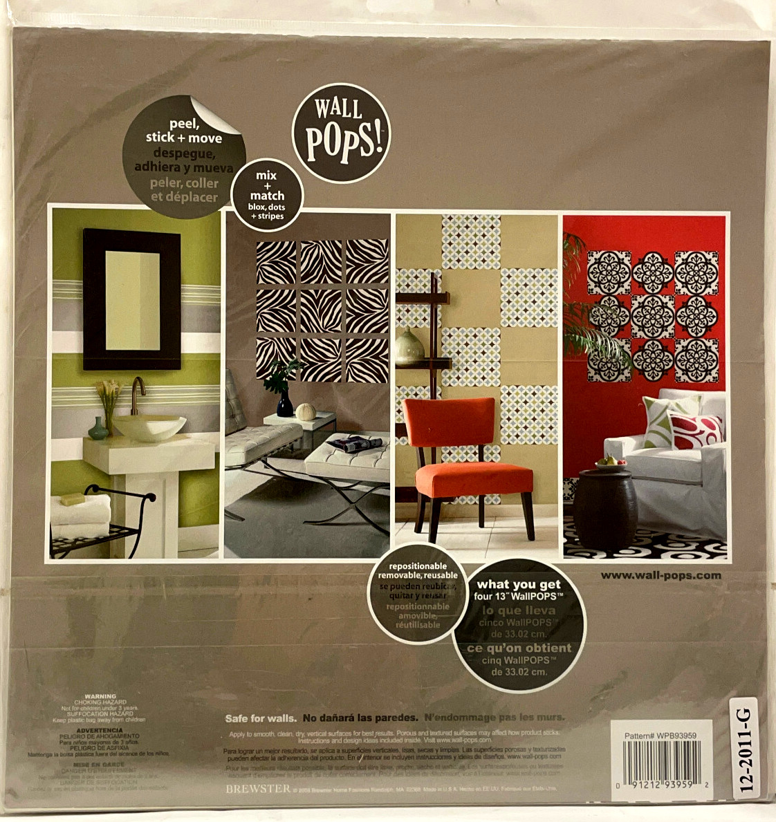 Wall Pops! "Blox animal instinct" set of 4 self-stick removeable decals