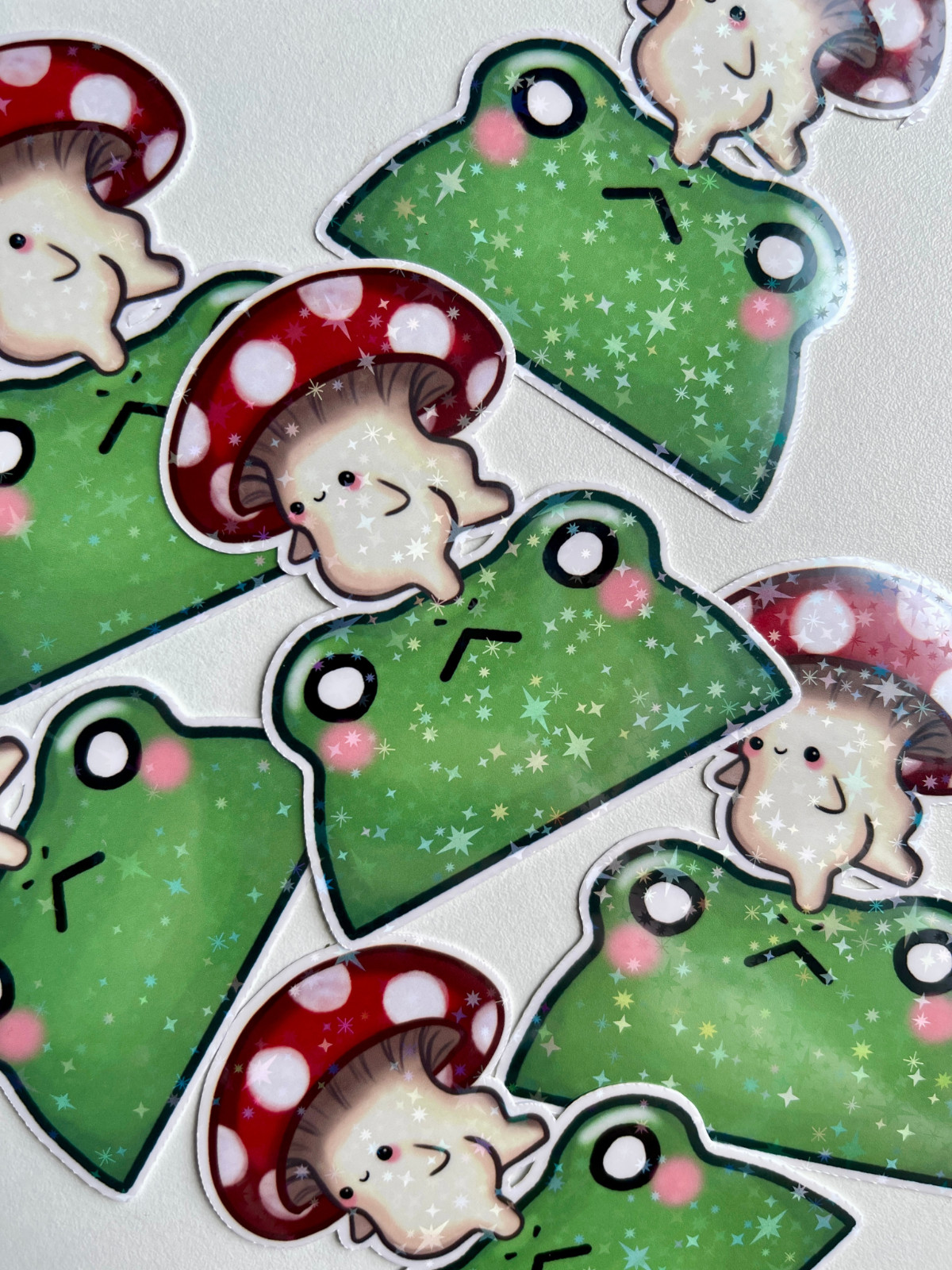 Frog and Mushroom Sticker, Cute Vinyl Die Cut Sticker