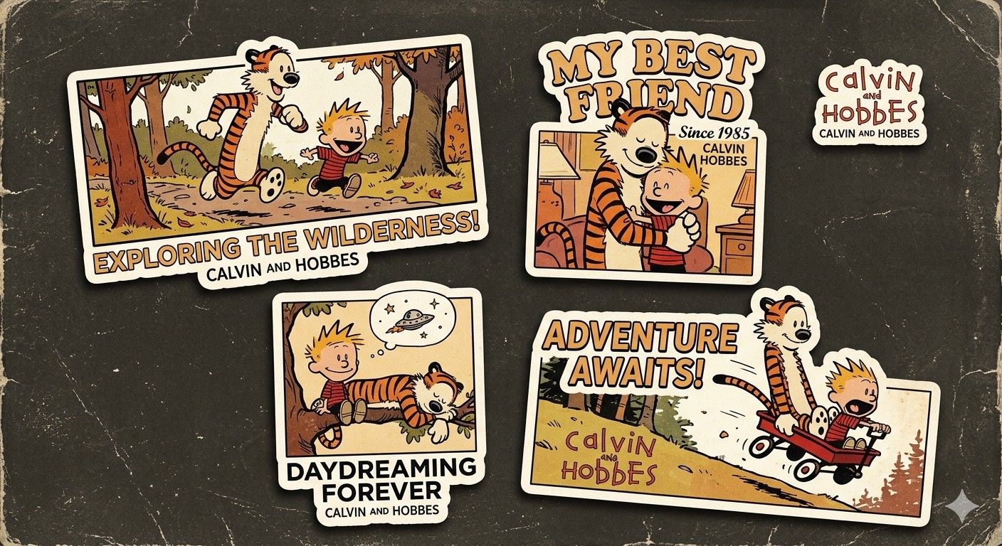 4 Calvin And Hobbs Retro Decal Stickers Phone Laptop