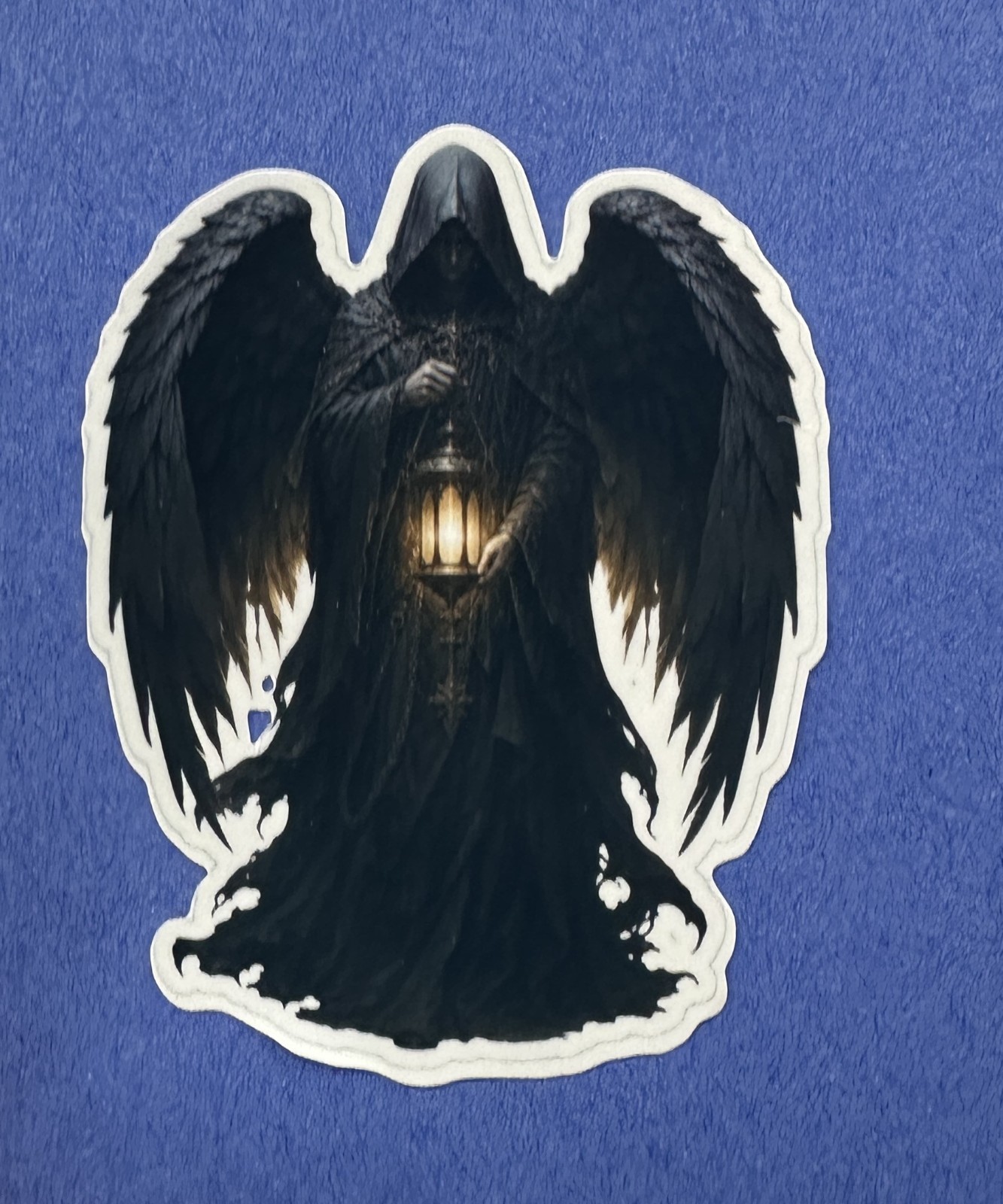 3 inch Dark Angel Lantern Sticker Gothic Black Wing Guardian Fantasy Vinyl Decal